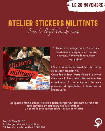 K’Fem de novembre : Atelier stickers militants avec le Projet Feu de Camp